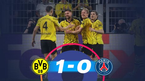 Los jugadores del Dortmund celebran el gol de Fullkrug. (Getty)