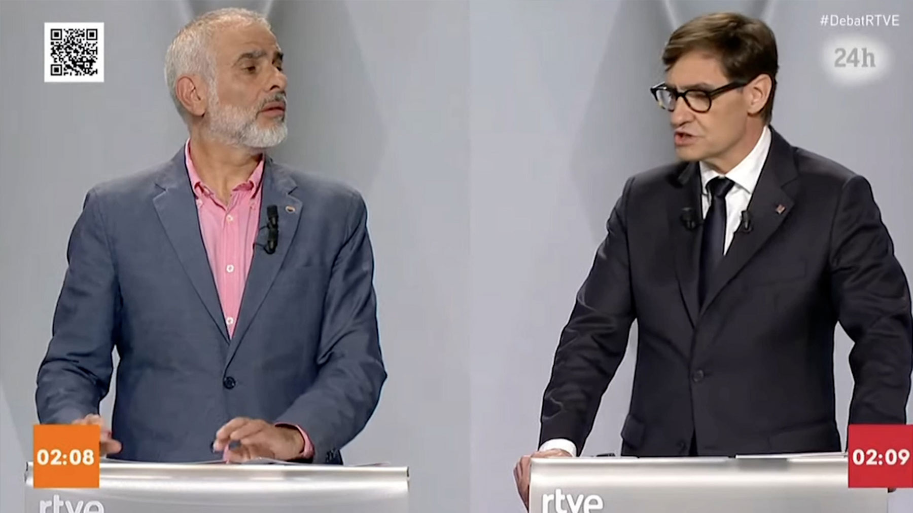 Carlos Carrizosa y Salvador Illa en el debate de RTVE.