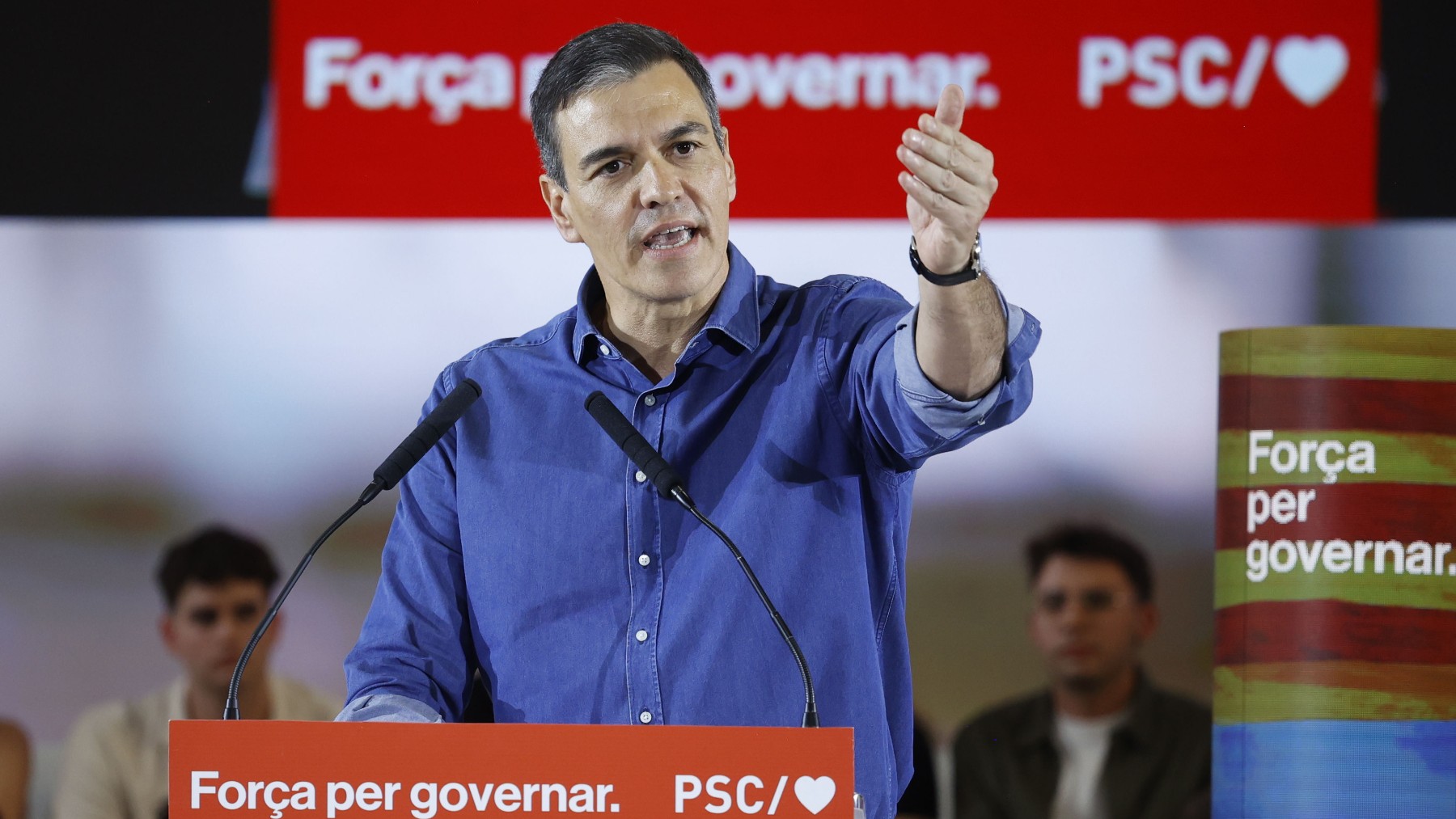 Pedro Sánchez, durante un mitin del PSC. (Europa Press)