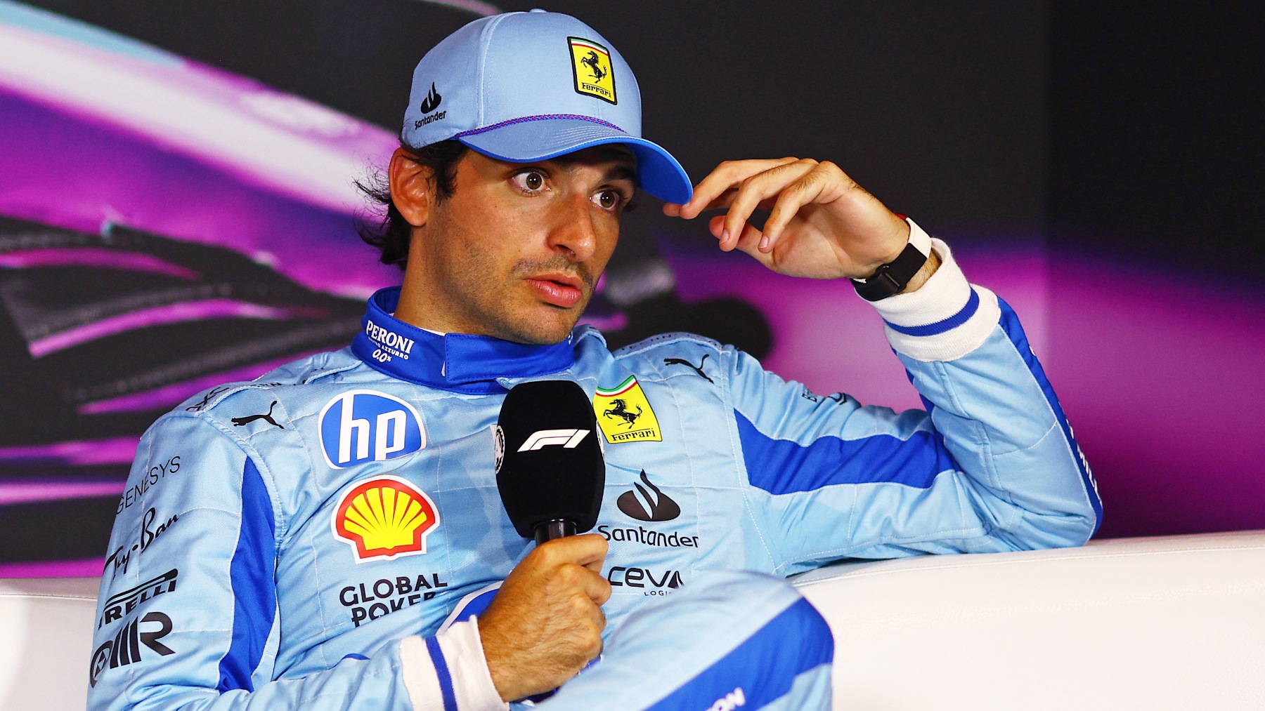 Carlos Sainz en la rueda de prensa de Miami. (Getty)