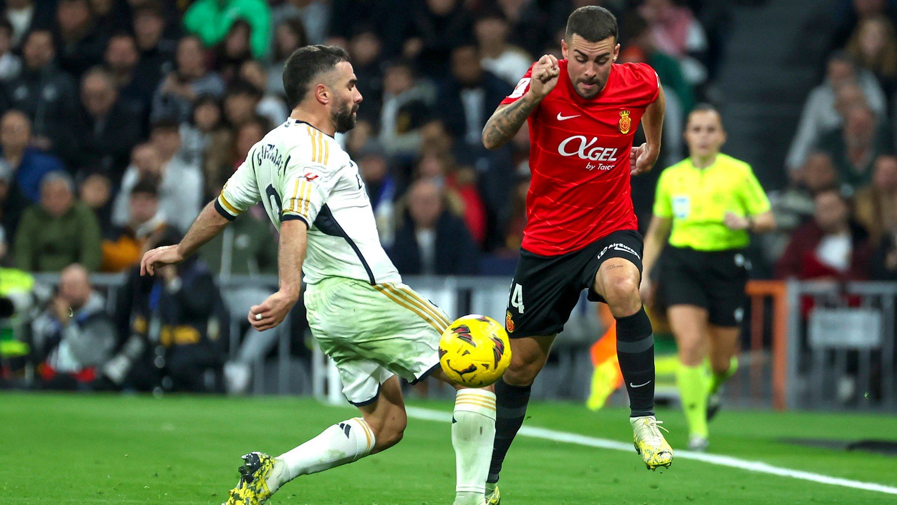 Carvajal y Dani Rodríguez, en el Real Madrid-Mallorca