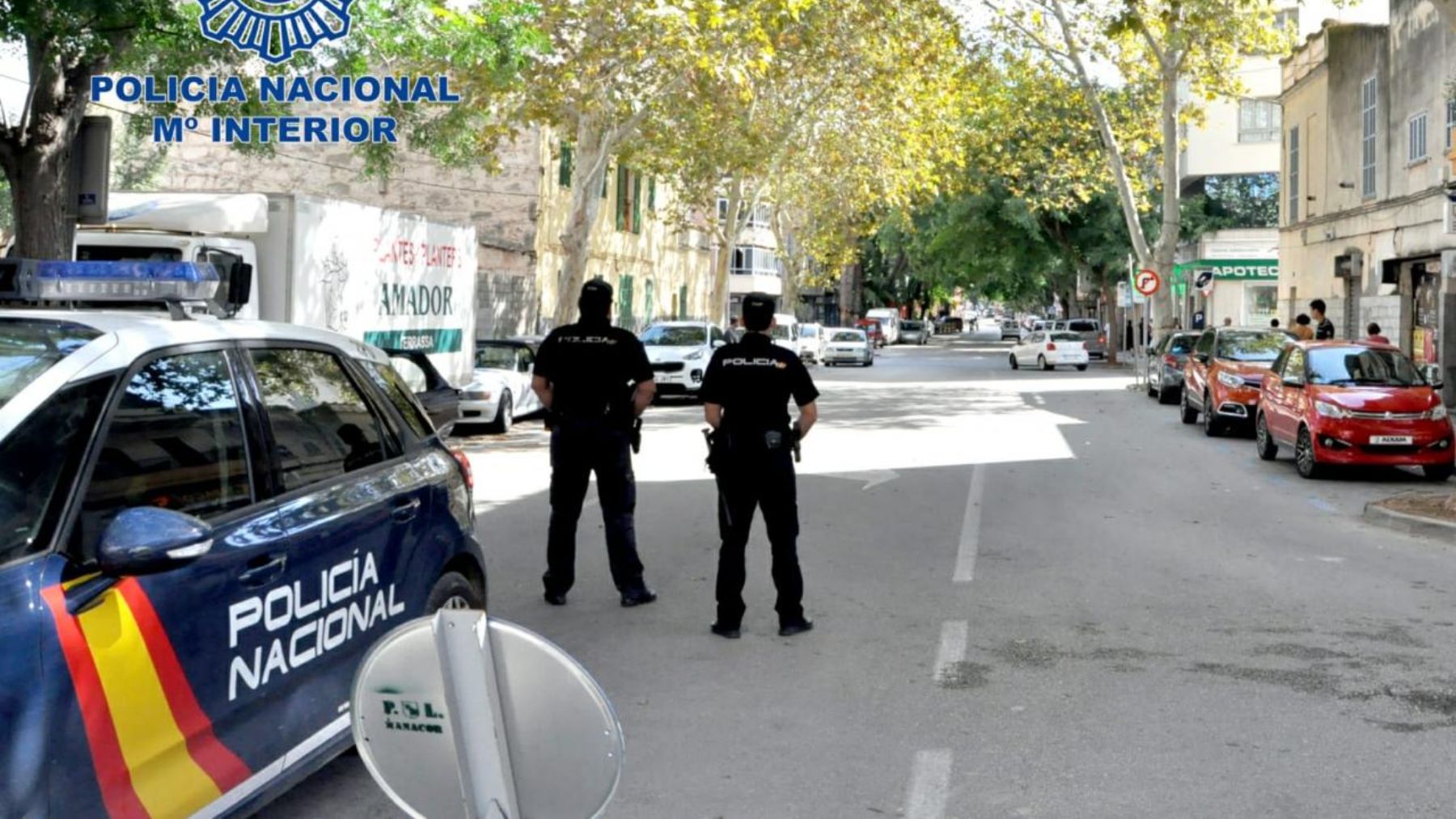 Dos agentes de la Policía Nacional en Palma.