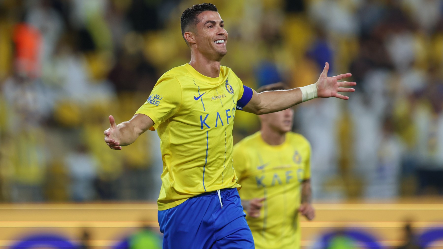 Cristiano Ronaldo celebra un gol con el Al-Nassr. (Getty)