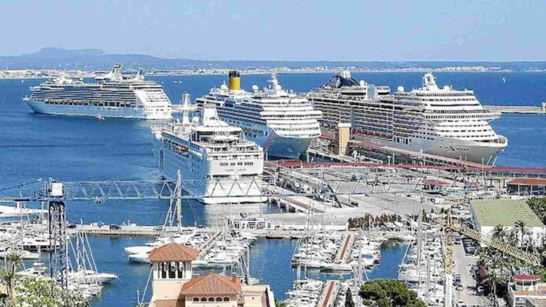Cruceros atracados en el puerto de Palma.