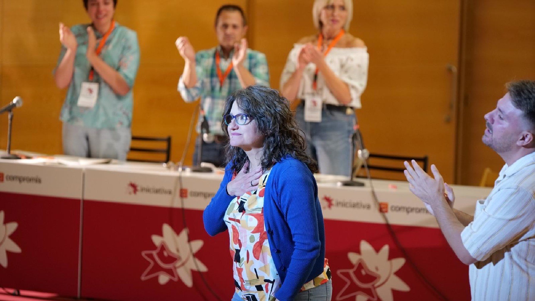 Mónica Oltra, en la asamblea de su partido, en la localidad valenciana de Paterna. (EUROPA PRESS)