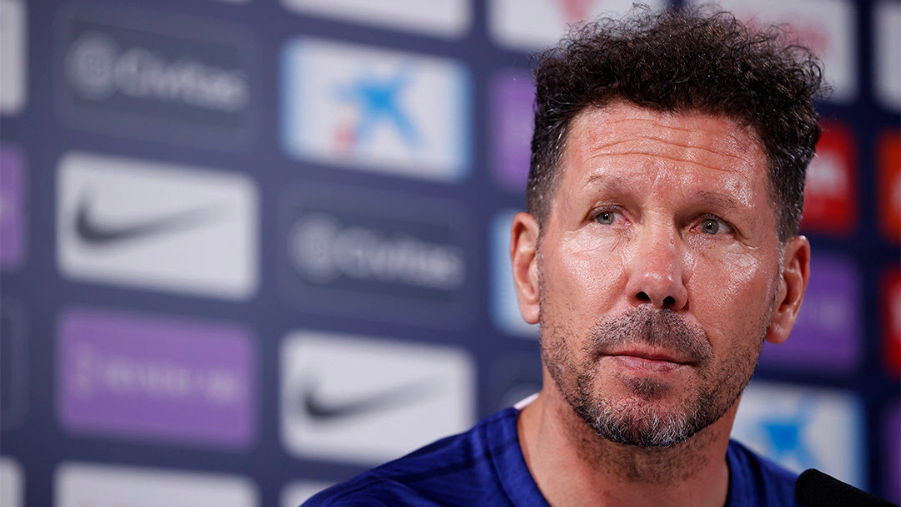 Simeone, en la rueda de prensa de hoy.