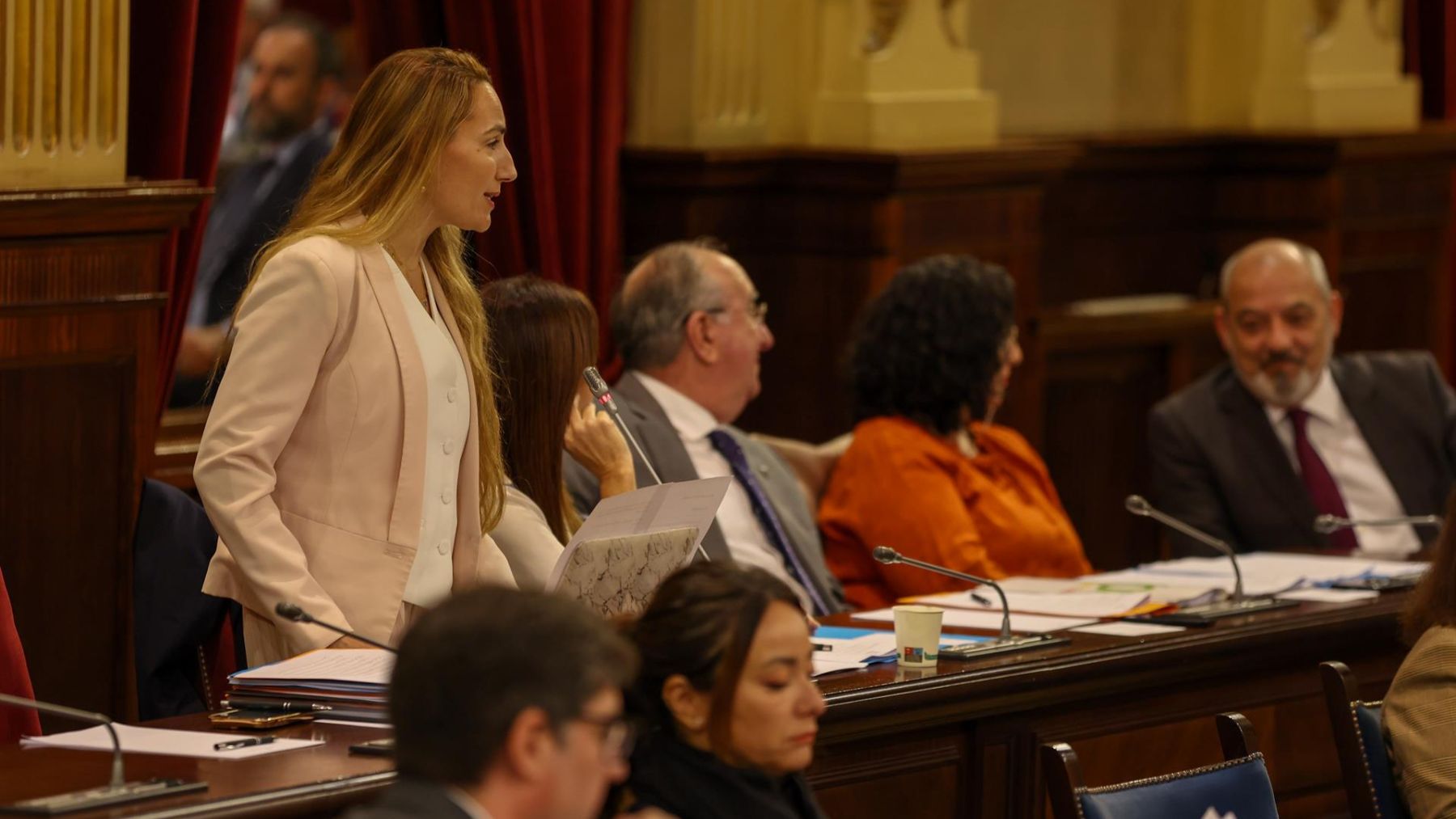 Patricia de las Heras, presidenta de Vox en Baleares, durante el pleno del Parlament. (EP)