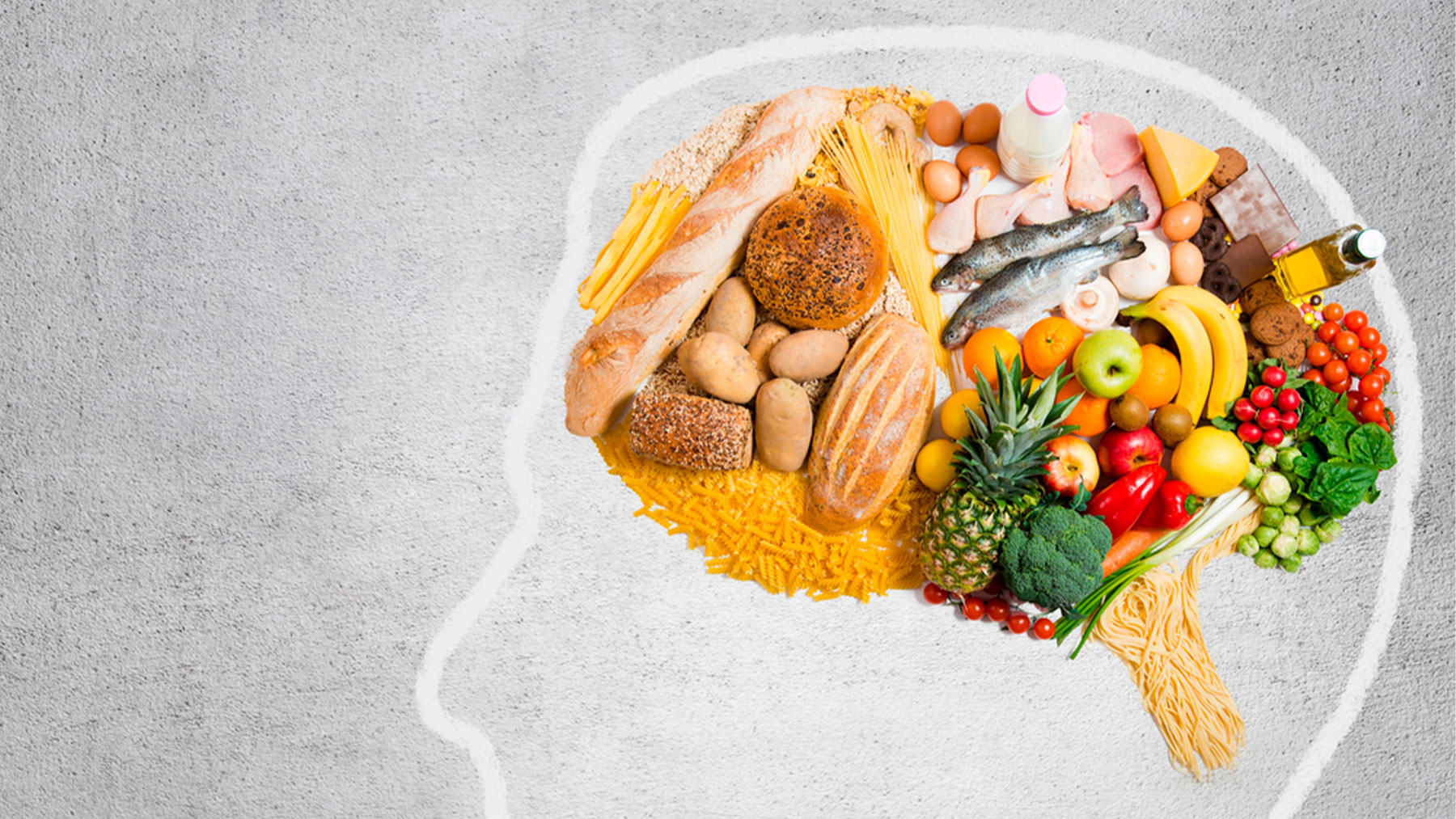 Una simulación de un cerebro y los nutrientes que son sus mejores aliados.