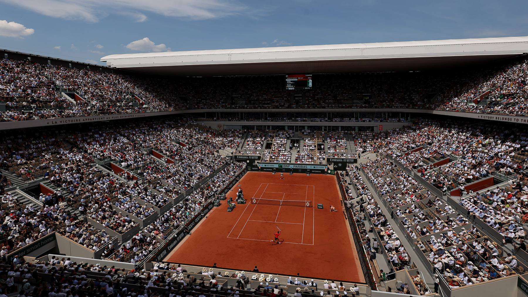 El estadio central de Roland Garros, durante un partido. (Getty)