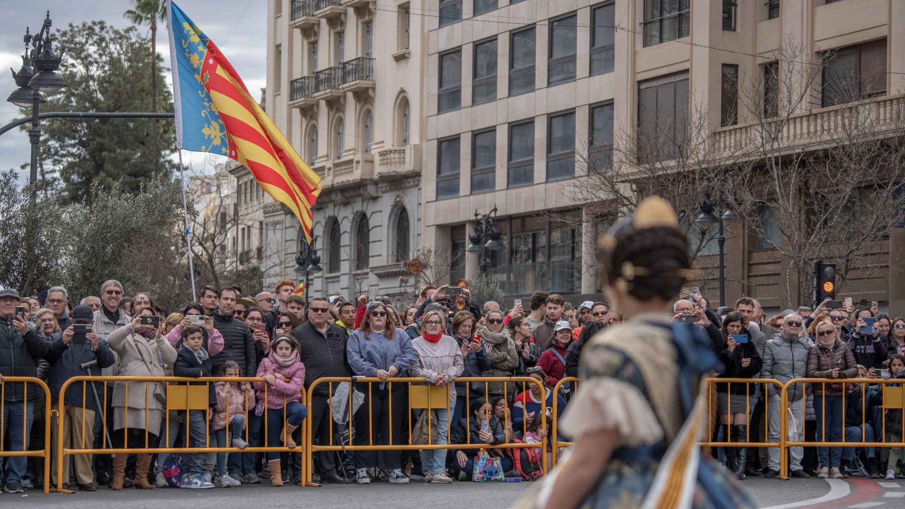 La bandera de la Comunidad Valenciana en un acto de las Fallas. (Getty)