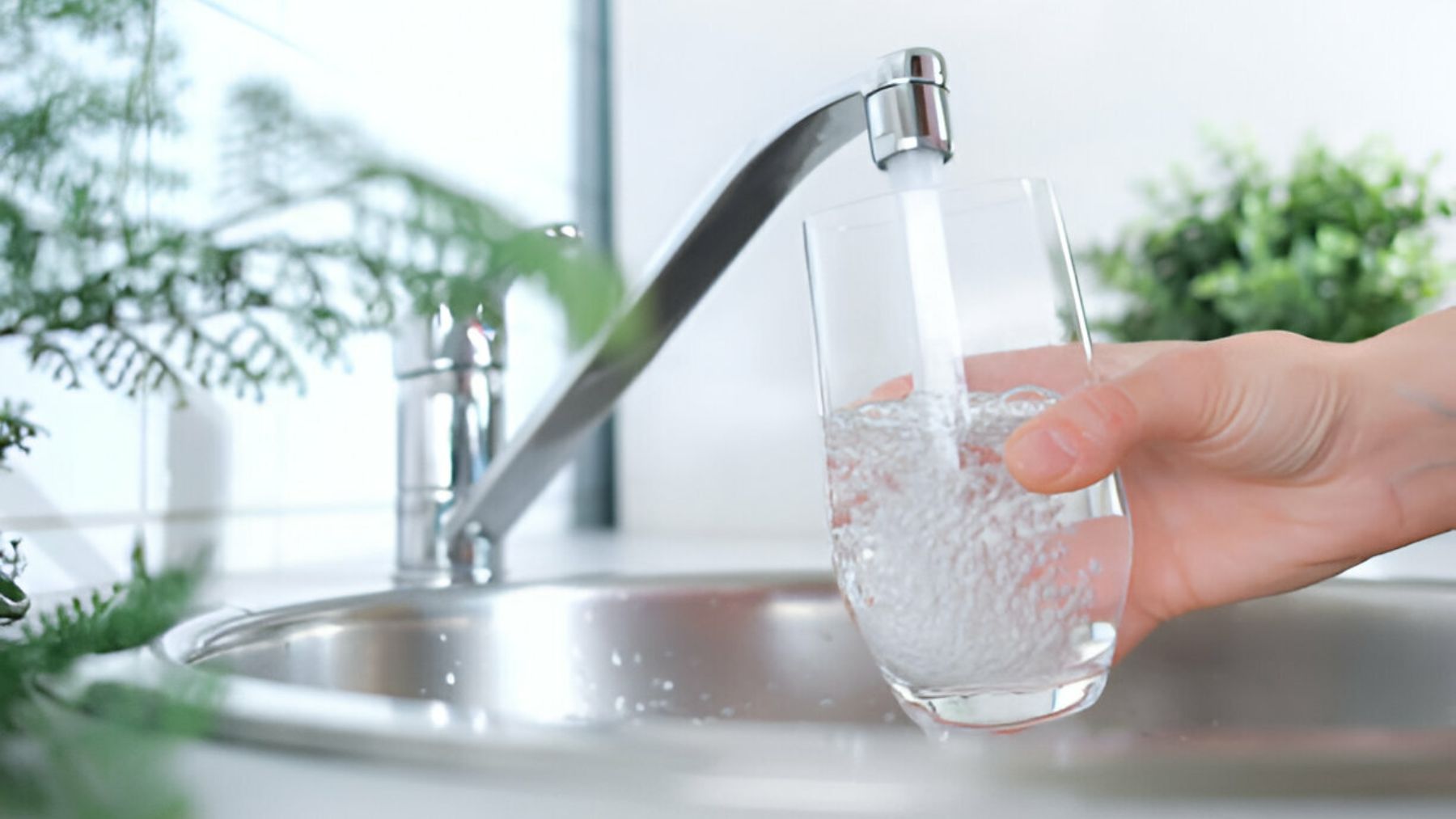 Agua del grifo en un vaso.