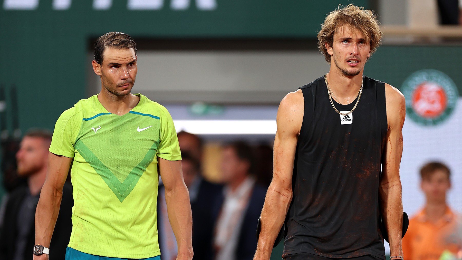 Rafa Nadal y Zverev, en su duelo de Roland Garros 2022. (Getty)