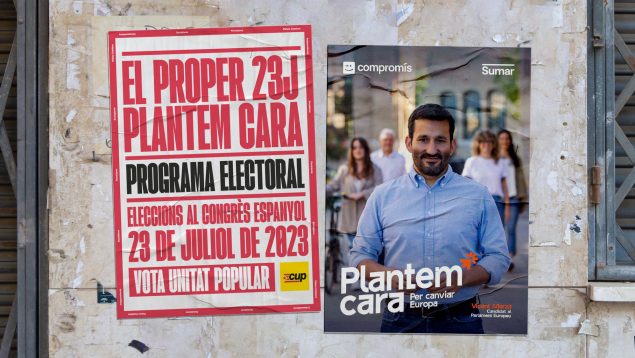 Compromís se catalaniza: copia el lema del 23J de los independentistas de la CUP: ‘Plantem cara’