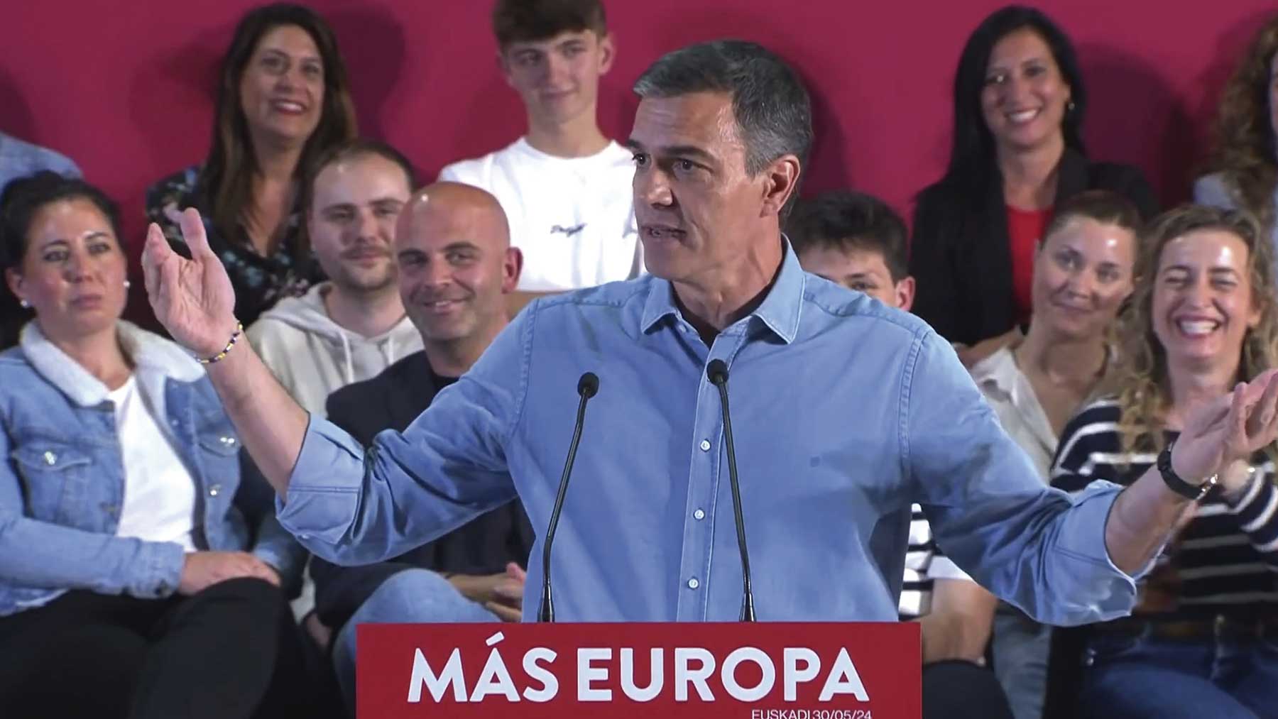 Pedro Sánchez en un mitin del PSOE.