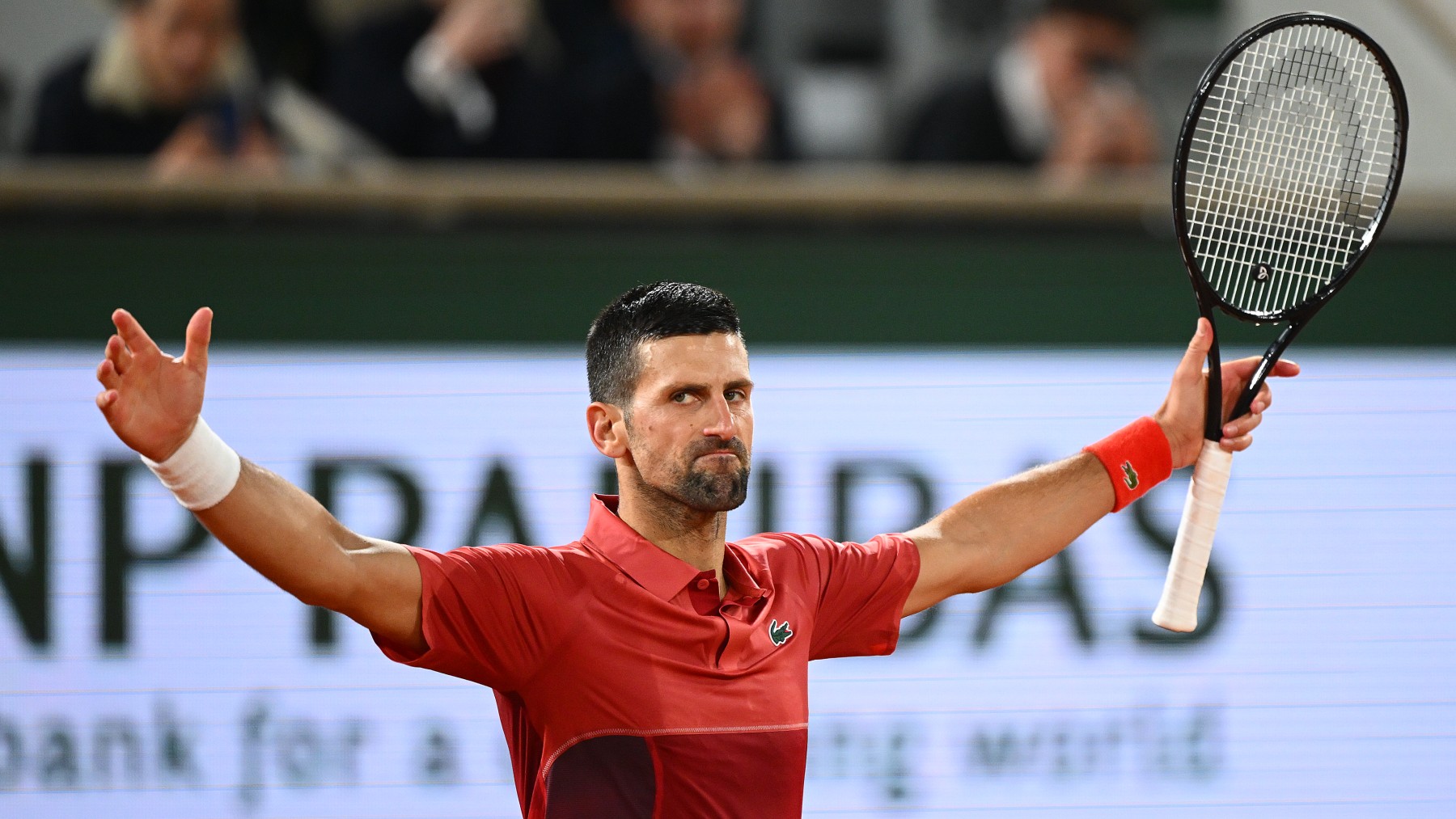 Novak Djokovic celebra su victoria ante Musetti. (Getty)