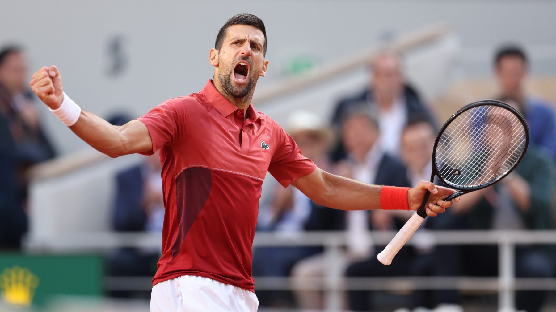 Novak Djokovic celebra un punto ante Cerúndolo. (Foto: Getty)