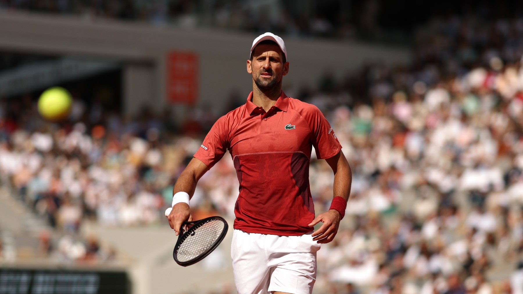 Novak Djokovic, en su último partido en Roland Garros 2024. (Getty)