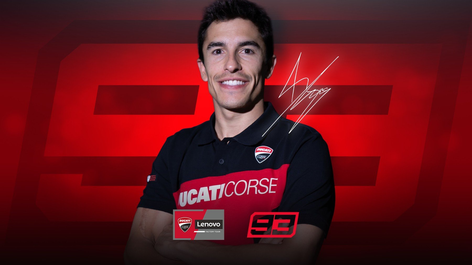 Marc Márquez posa con los colores de Ducati. (Foto: Ducati Lenovo)