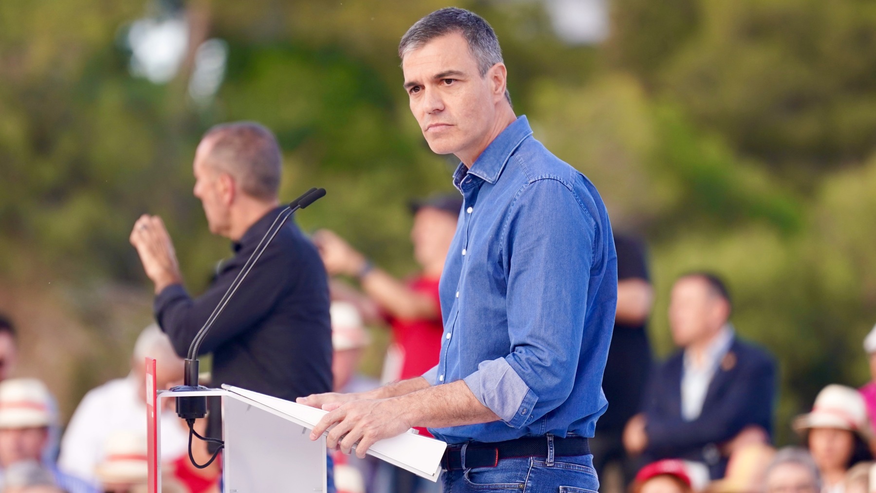 Pedro Sánchez en un mitin del PSOE.