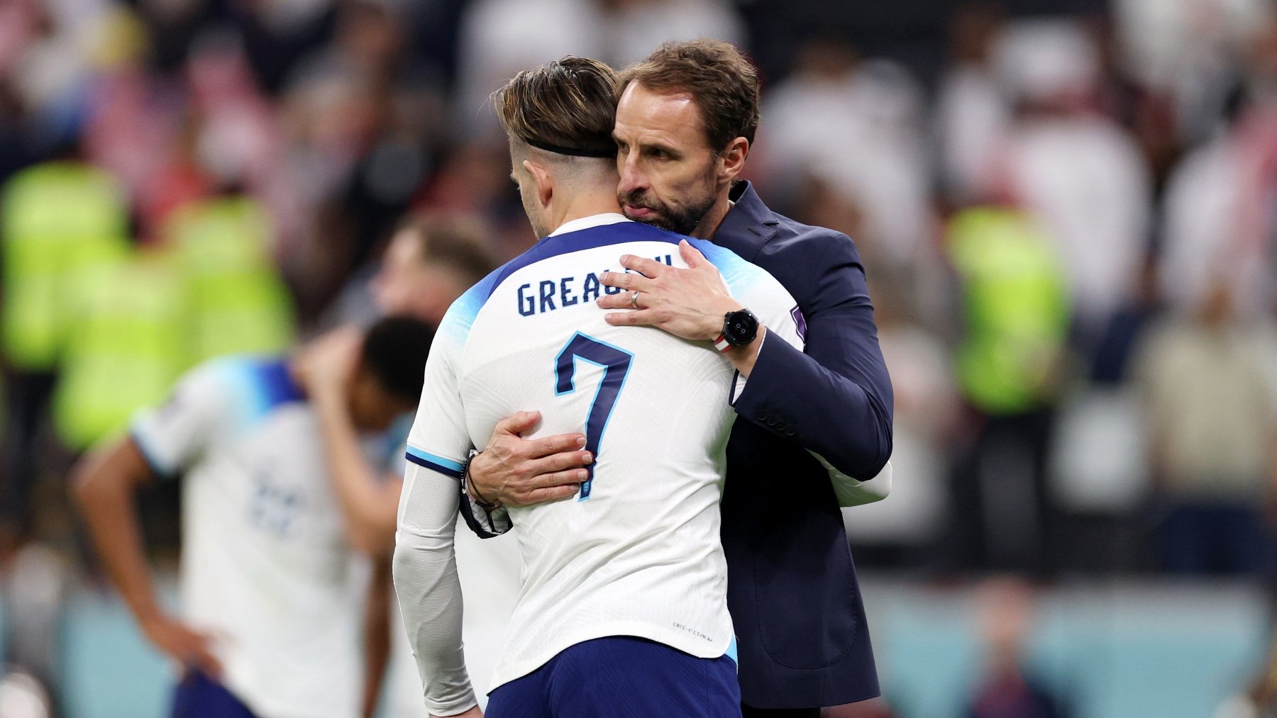 Gareth Southgate saluda a Jack Grealish. (Getty)