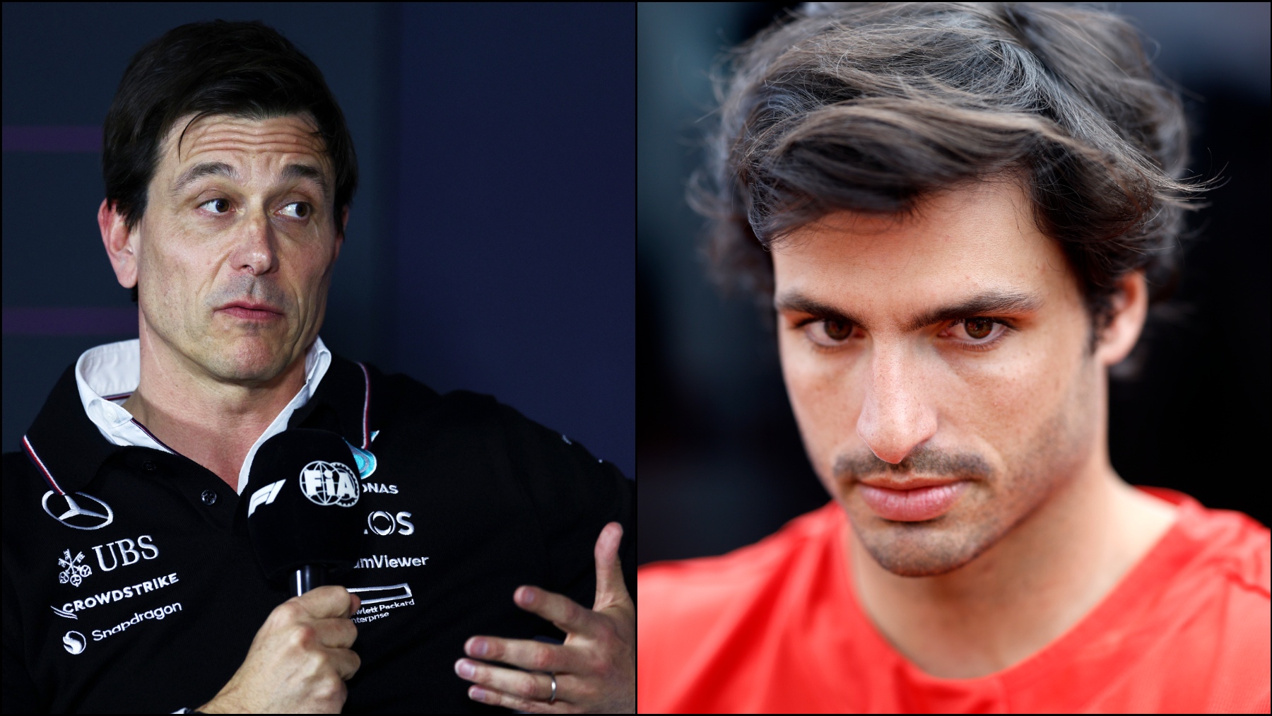 Toto Wolff, director ejecutivo de Mercedes en la F1, y Carlos Sainz. (Getty)