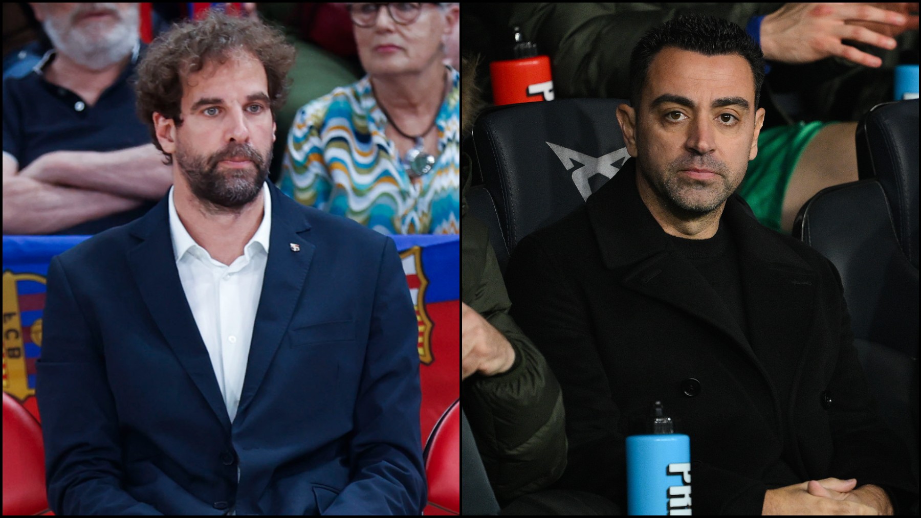 Roger Grimau y Xavi Hernández. (EFE/Getty)