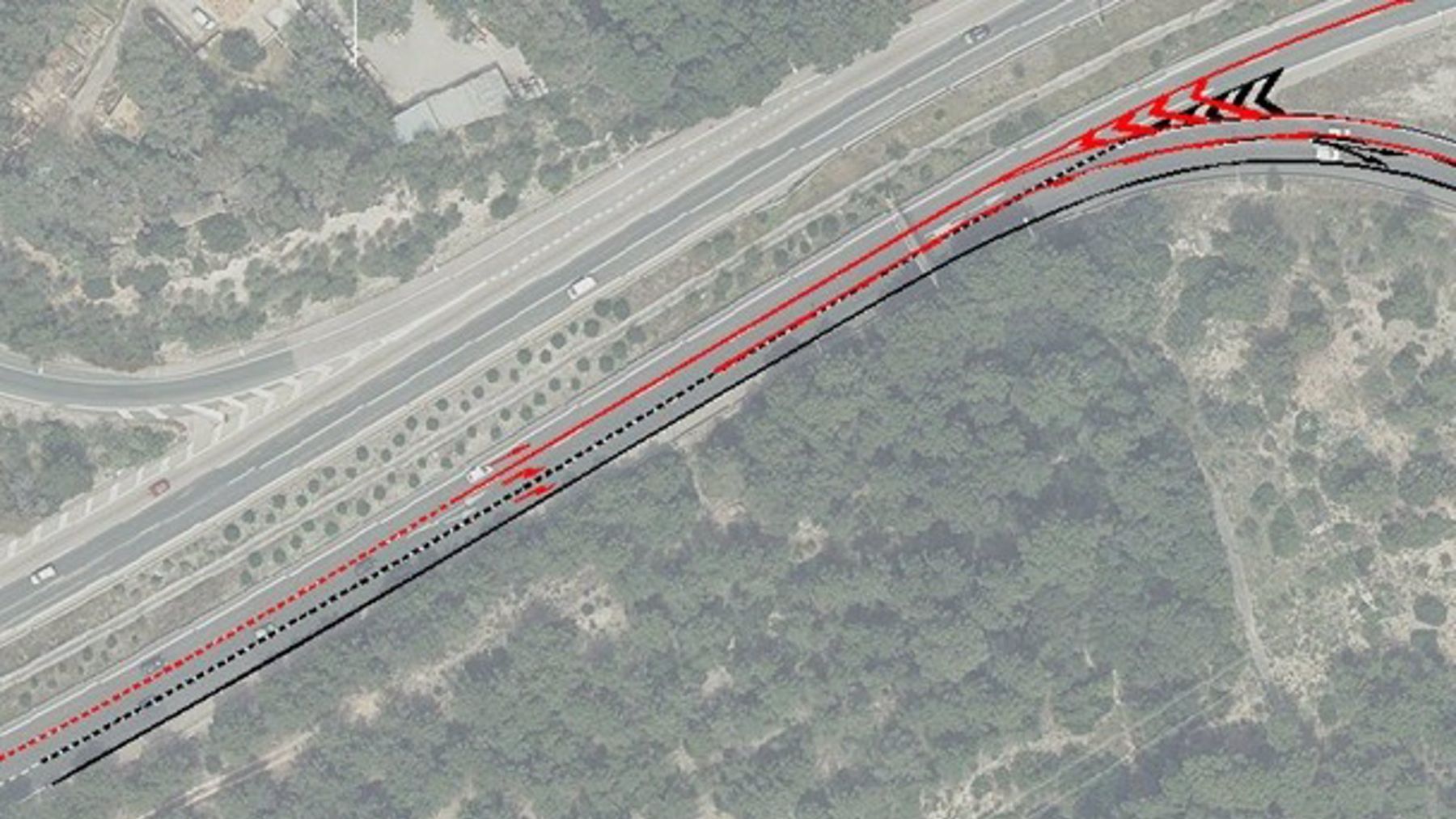 Imagen descriptiva de la actuación de modificación de carriles en la autopista de Andratx.