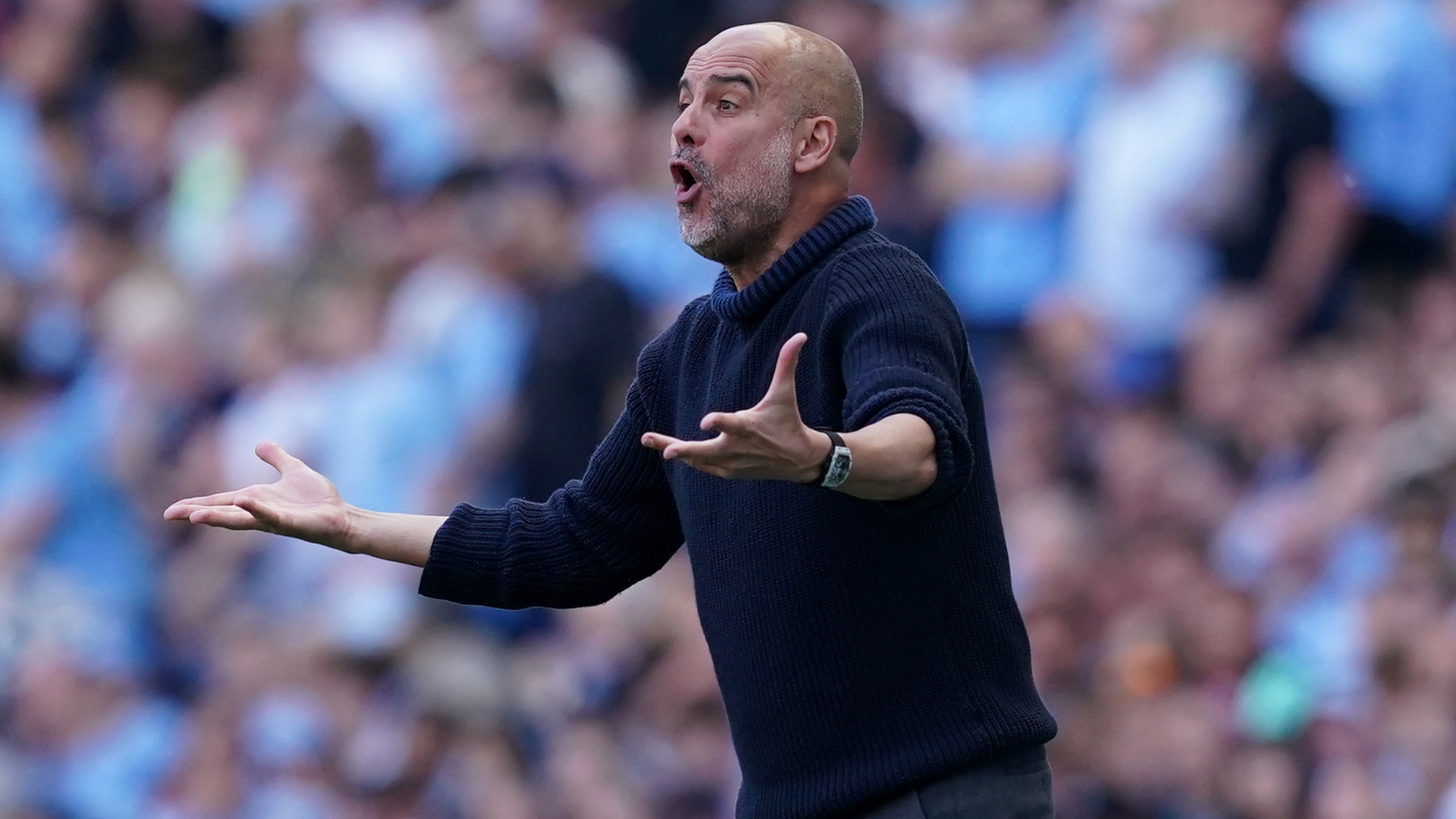 Pep Guardiola, durante un partido con el Manchester City. (EP)
