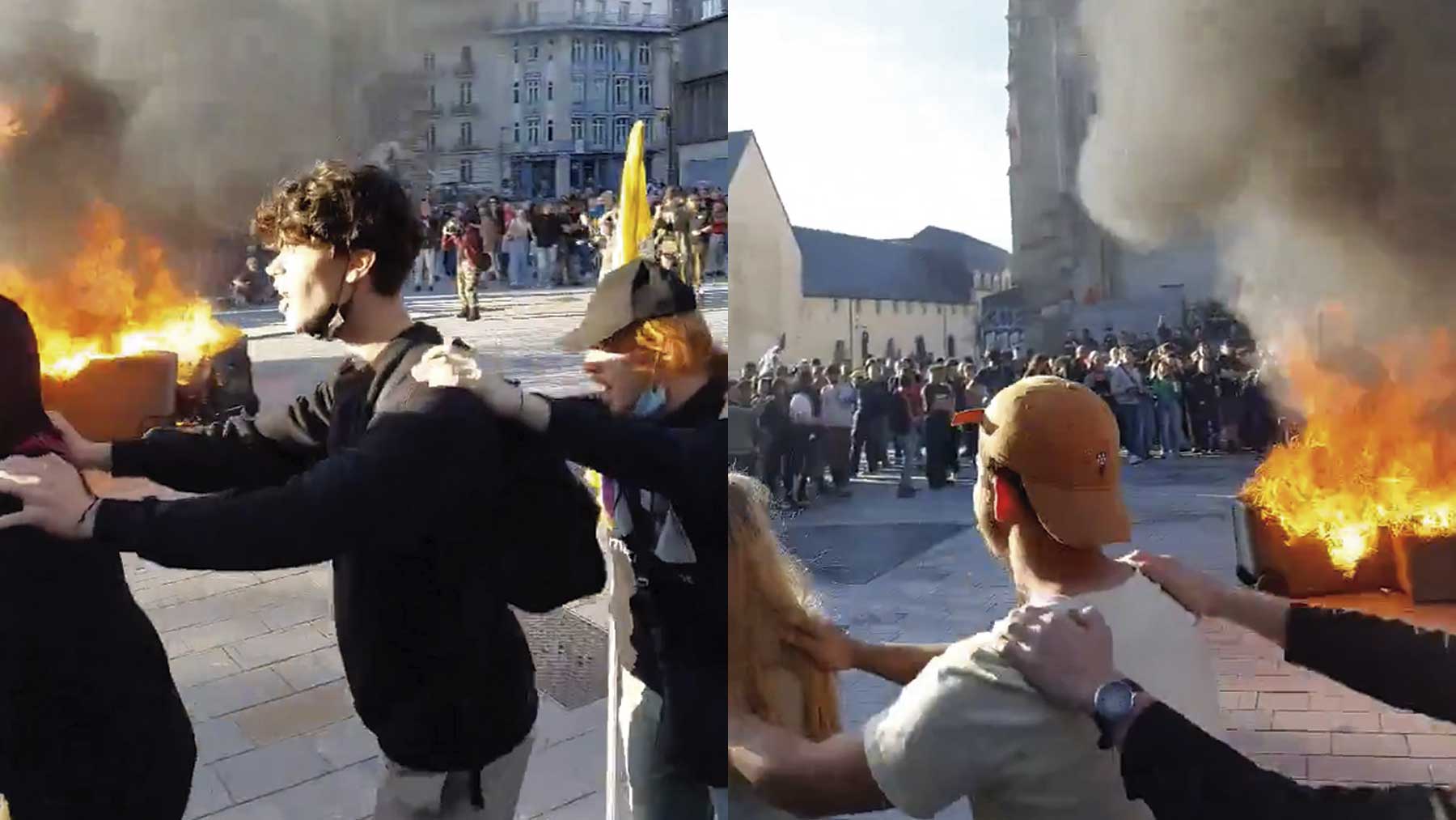 Disturbios en Rennes, Francia.