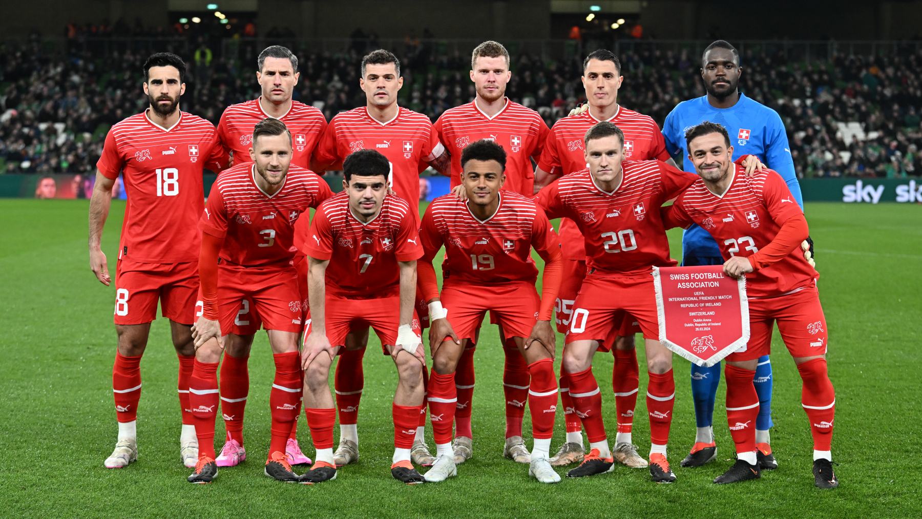 Los jugadores de Suiza, en un partido previo a la Eurocopa. (Getty)