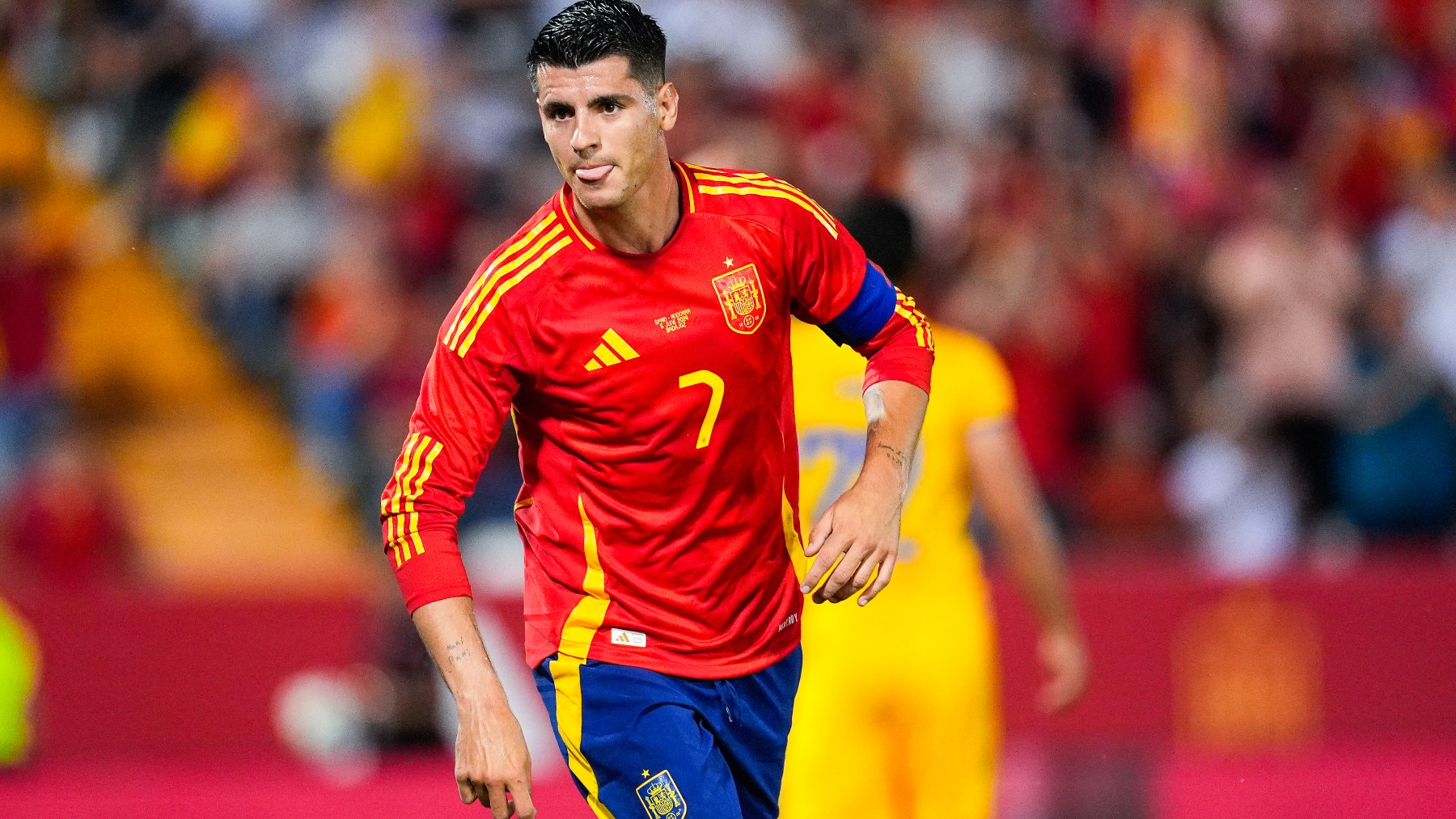 Álvaro Morata, durante un partido con la selección española. (Getty)