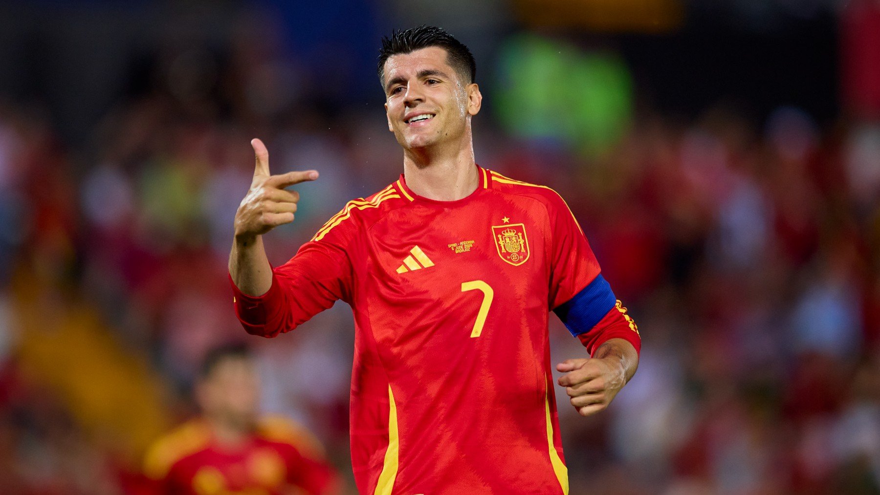 Álvaro Morata, con el brazalete de capitán de España. (Getty)