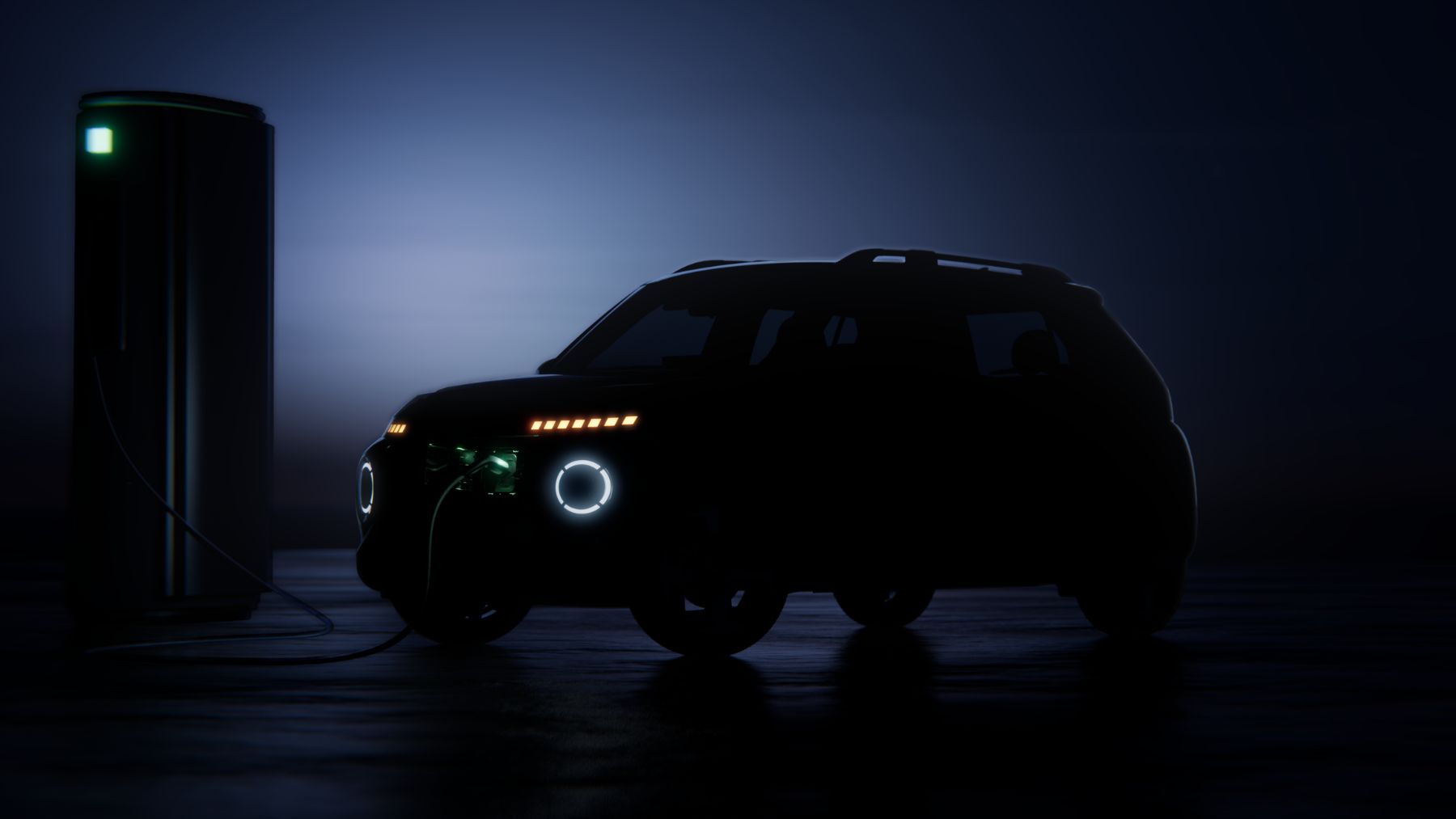 El Hyundai Inster en la oscuridad. 