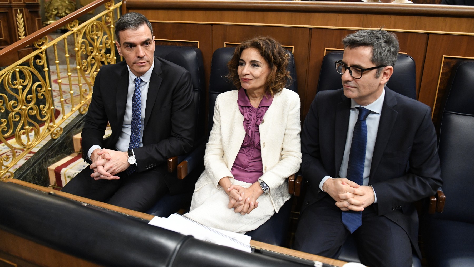 Sánchez, Montero y Bolaños. (Foto: EP)