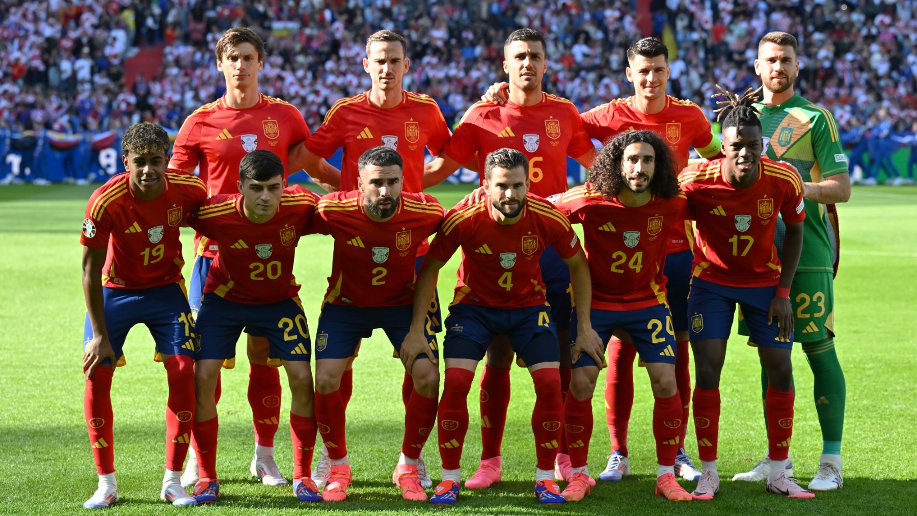 La alineación de España en un partido de la Eurocopa. (Getty)