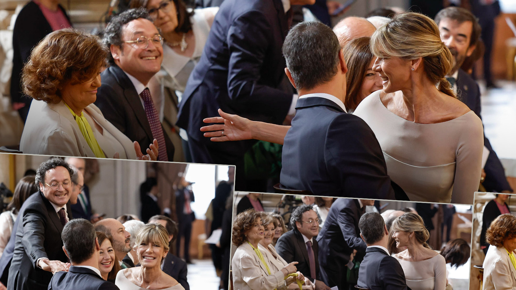 El Fiscal General junto a Pedro Sánchez y Begoña Gómez.