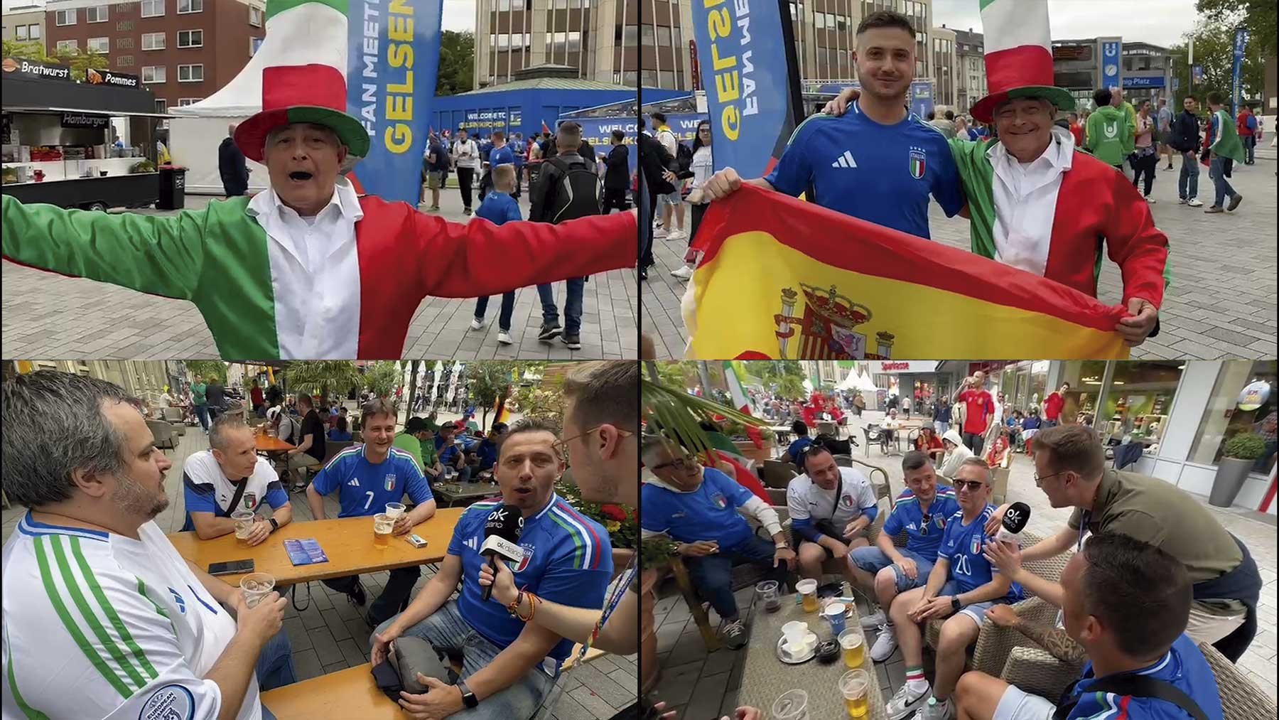 La afición italiana firma el ‘biscotto’ antes de medirse a España por las calles de Gelsenkirchen.