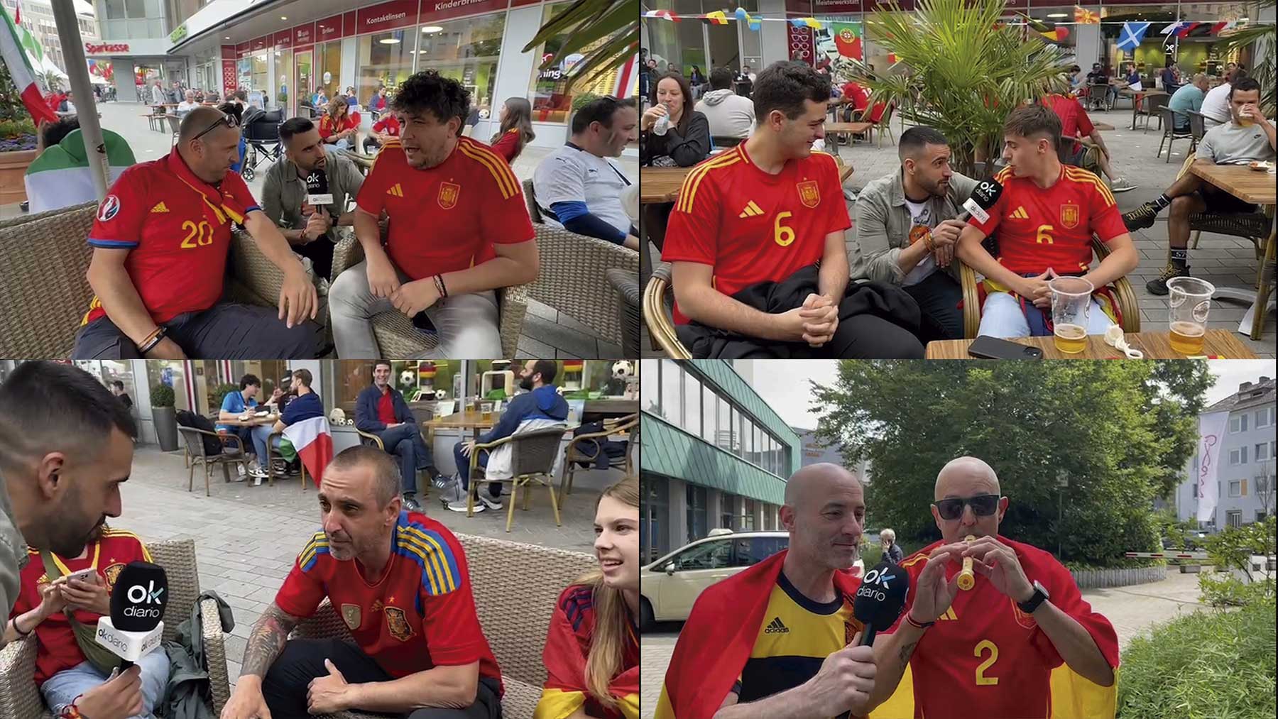 La afición de España tiñe las calles de Alemania de rojo.