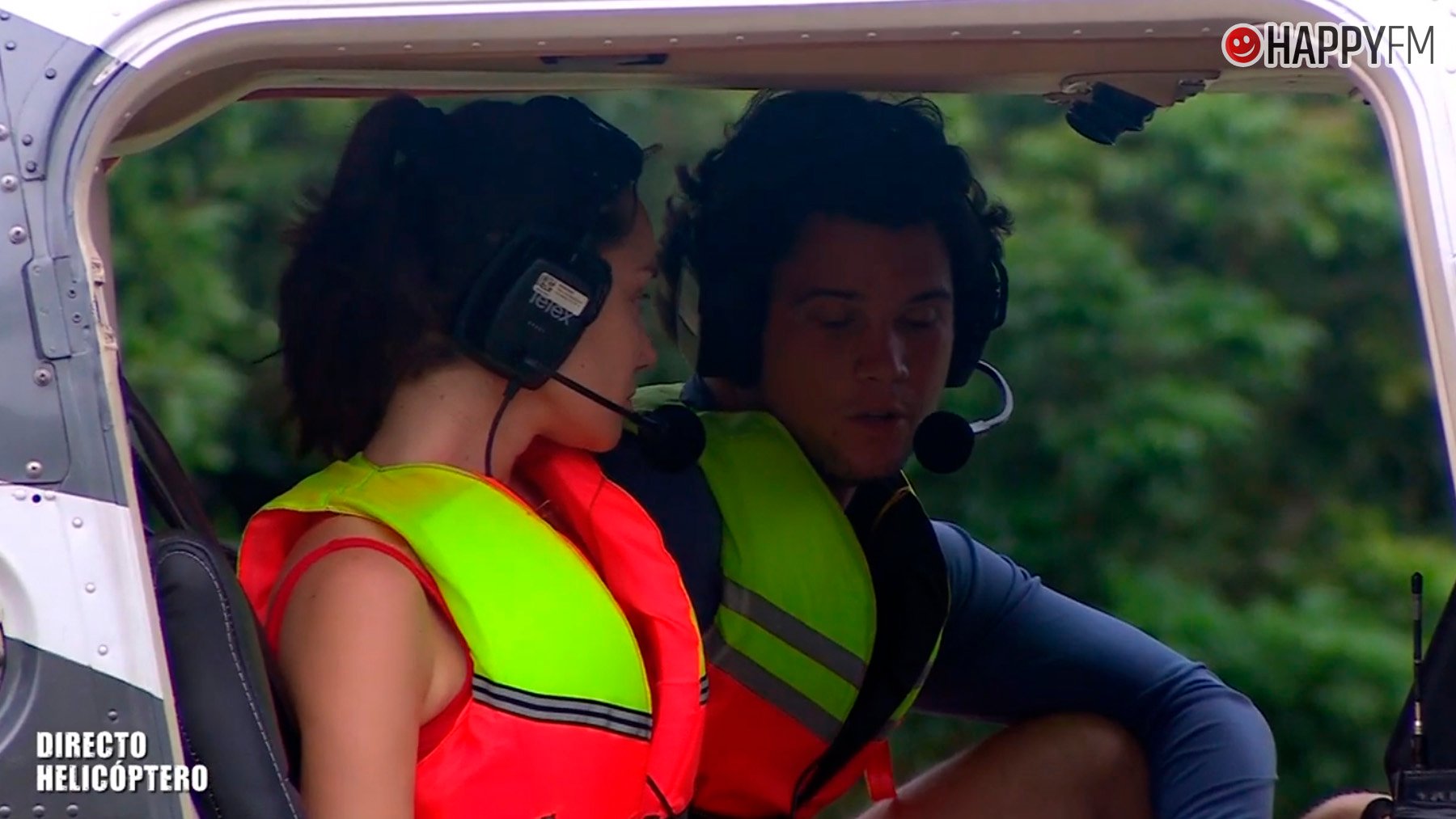 Adara y Bosco en el helicóptero de Supervivientes All Stars. (Mediaset)