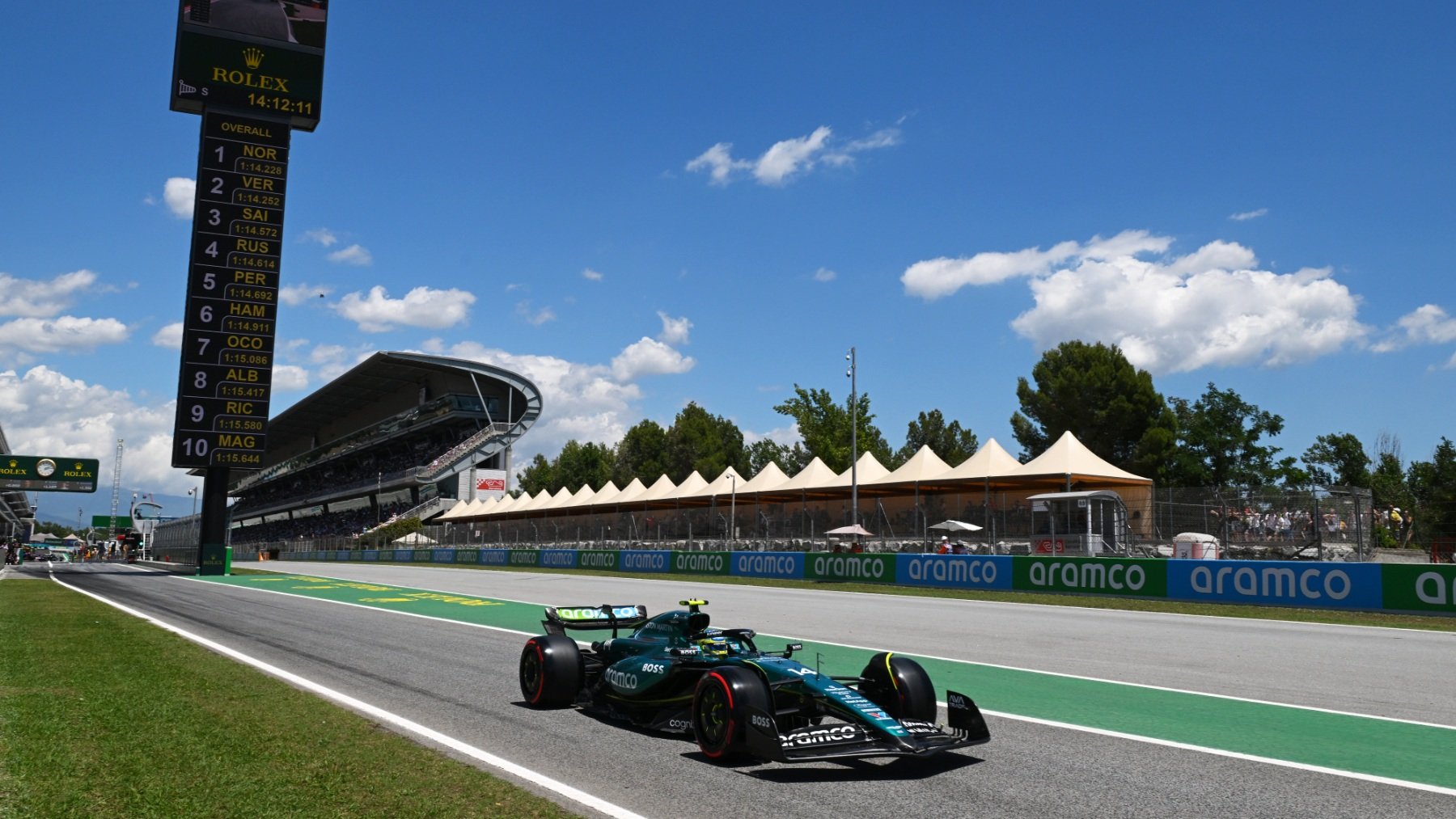 Fernando Alonso rueda en Montmeló. (Getty)