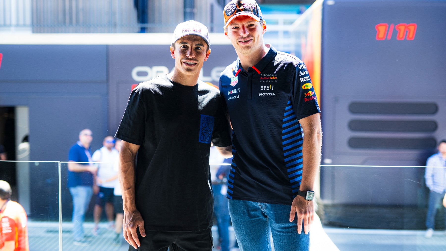 Marc Márquez y Max Verstappen en el circuito de Montmeló. (Getty)