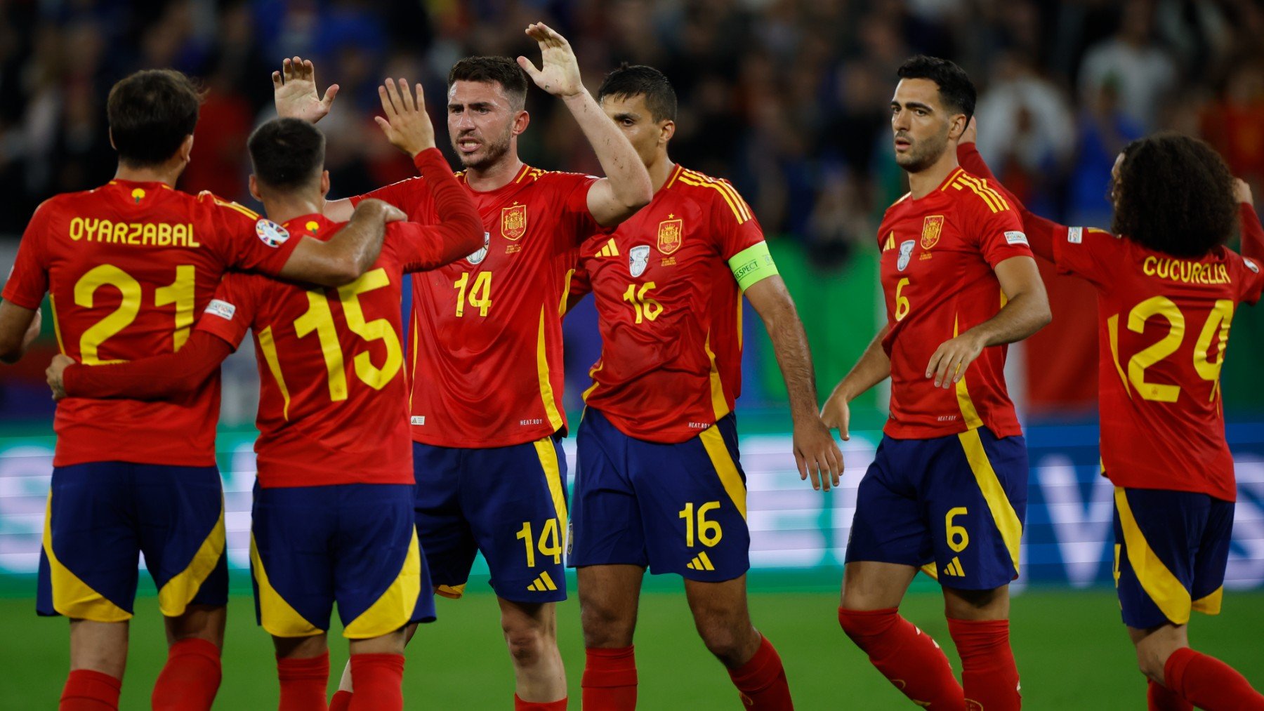 La selección española celebra un gol. (EFE)