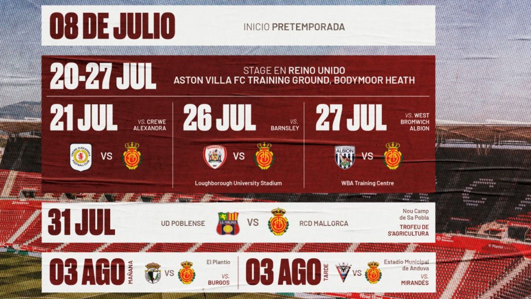 Calendario de la pretemporada.