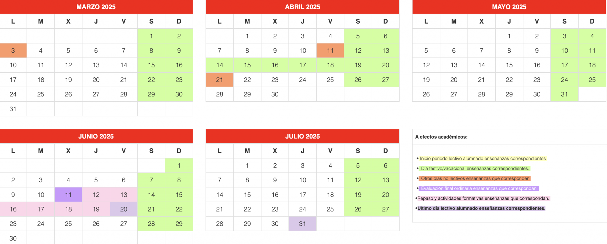 Calendario escolar 2025 comunidad de madrid 6