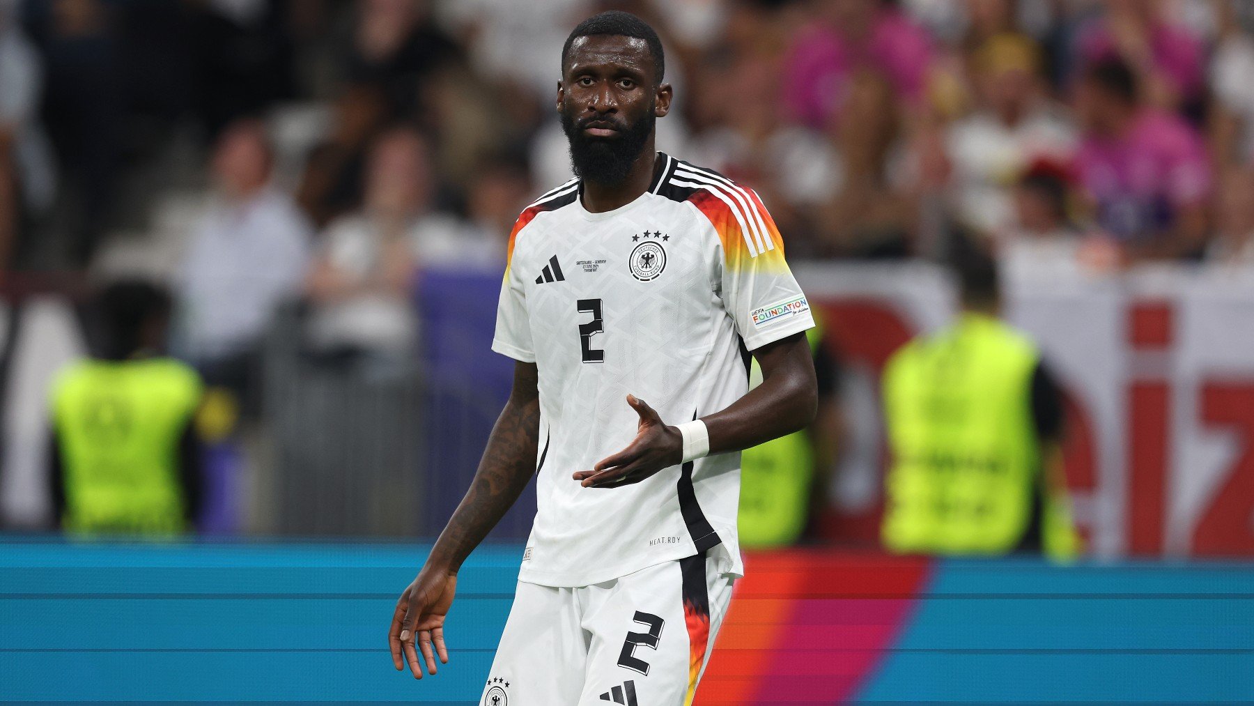 Rüdiger en el partido ante Suiza. (Getty)