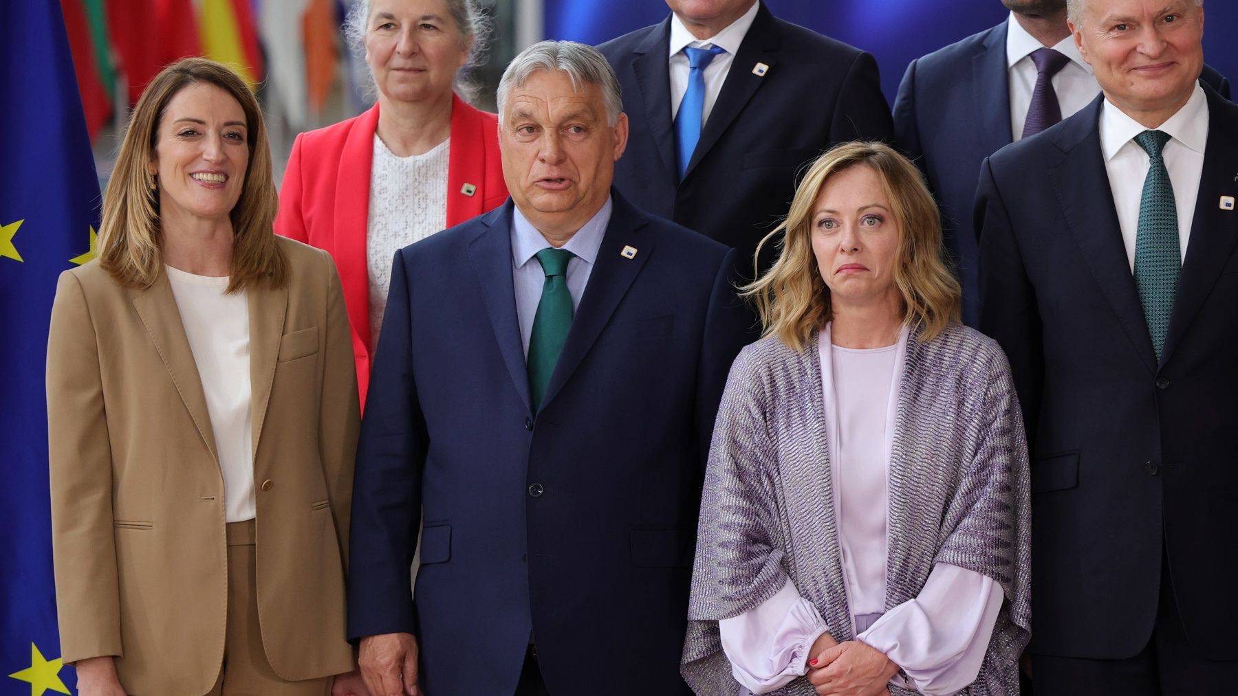 Viktor Orban y Giorgia Meloni en el Consejo Europeo. (Efe)