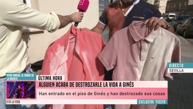Así ha quedado la ropa de Ginés Corregüela (Mediaset).
