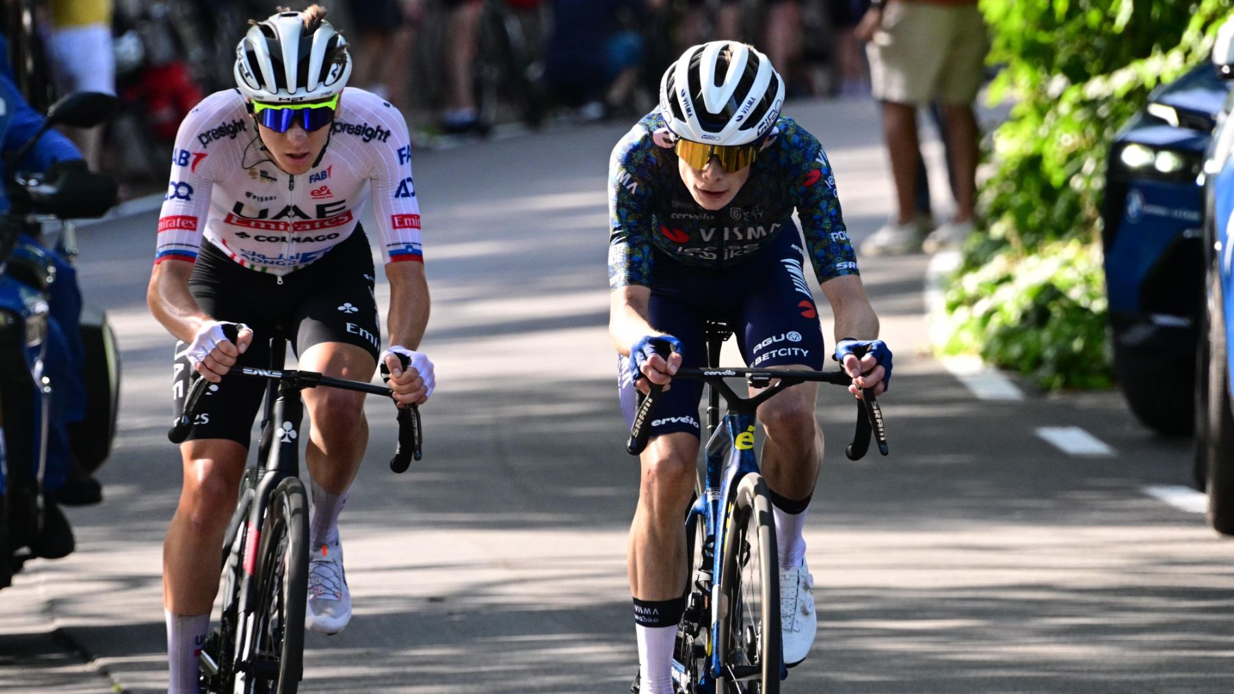 Vingegaard y Pogacar en el Tour de Francia. (EFE)