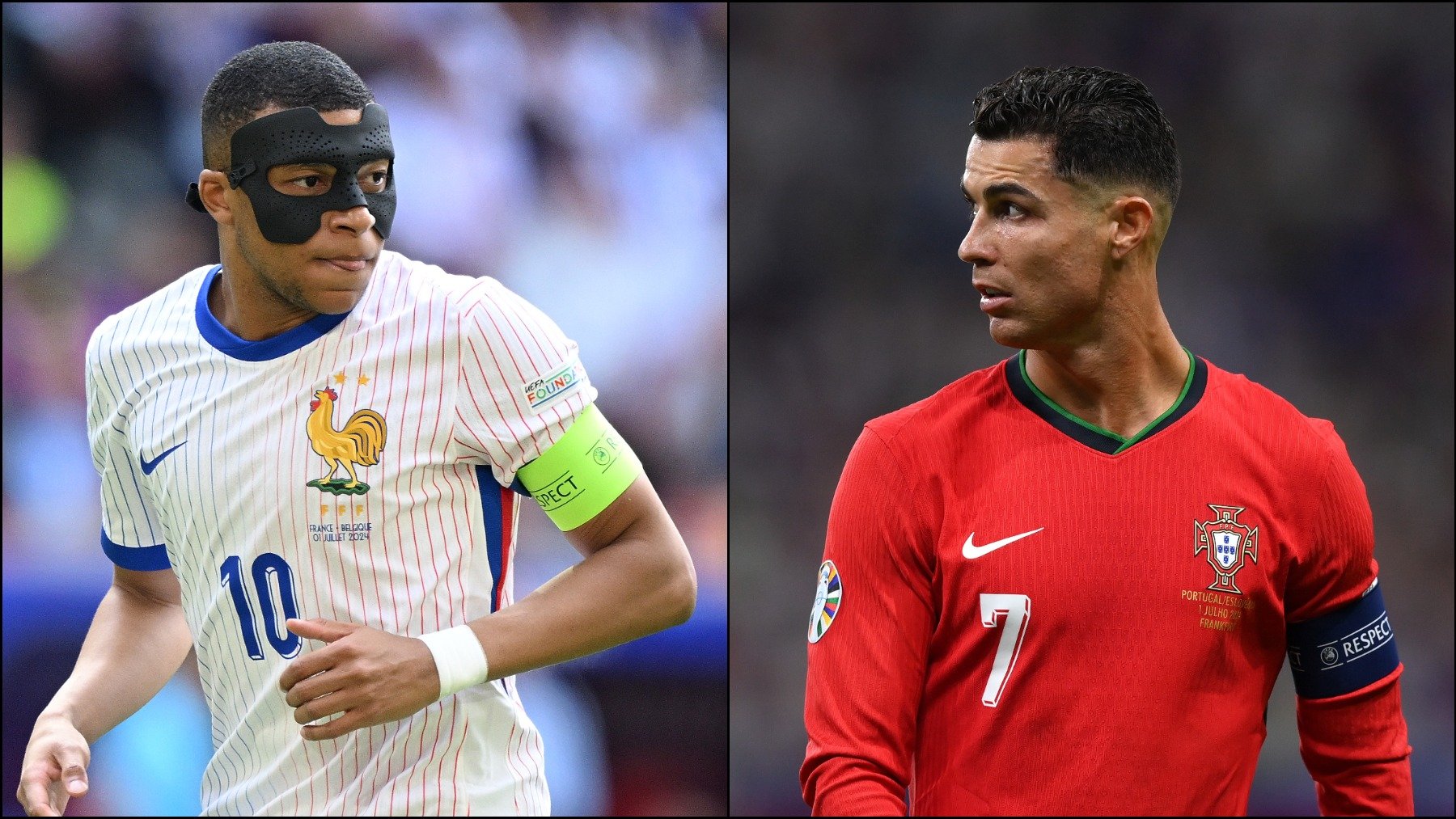 Kylian Mbappé y Cristiano Ronaldo, rivales en el Portugal-Francia. (Getty)