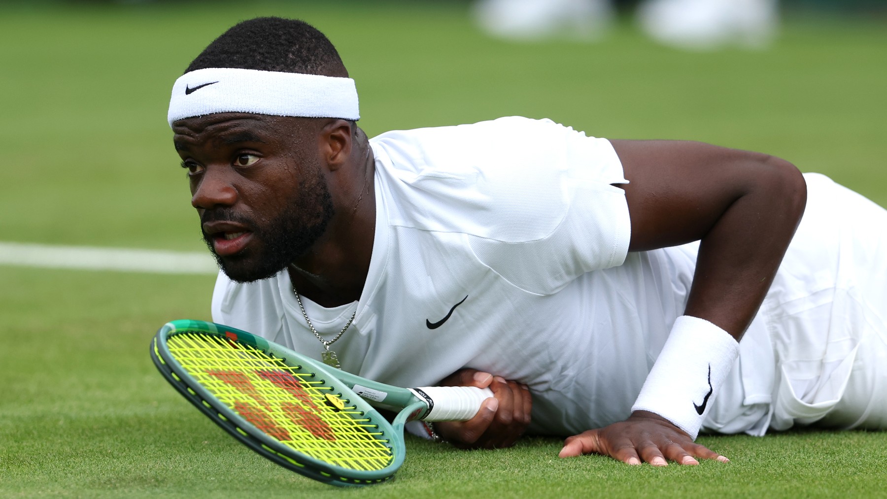 Frances Tiafoe, en un partido en Wimbledon 2024. (Getty)